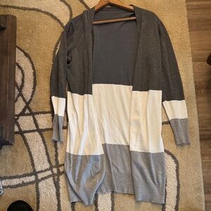 Gray and white stripes Women's Sweater
